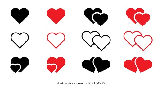  Hearts isolated on white. Heart icons set. Heart logo. Vector illustration.