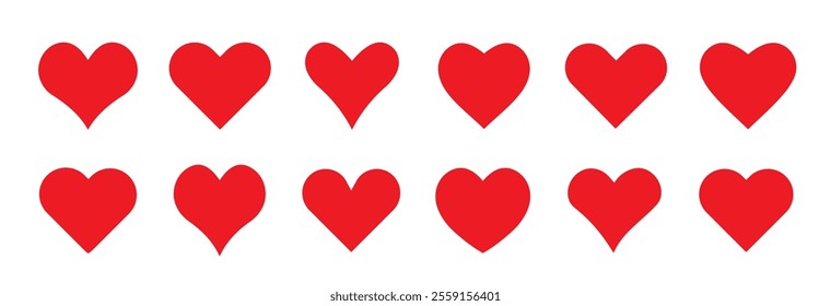 Hearts isolated on white. Hearts in linear and flat. Love icon. Valentines day signs or symbols. Vector illustration. 