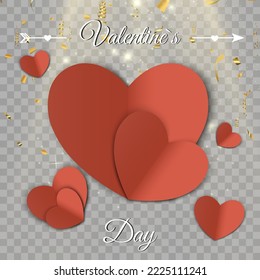 Hearts are isolated on a white, transparent background.
