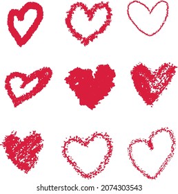 Corazones aislados de la mano vectorial dibujada sobre un fondo blanco. Símbolos para el amor, la boda, el día de San Valentín u otro diseño romántico