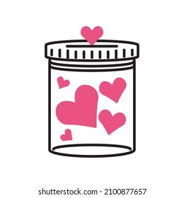 hearts in jar icon line style