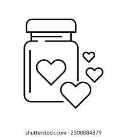 Hearts jar line icon design. isolated on white background. vector illustration