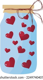 Hearts in the jar. Valentine's Day.
High quality vector illustration.