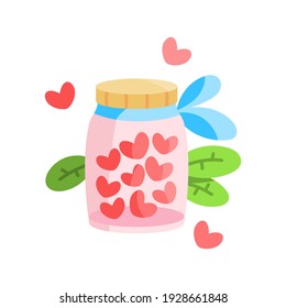 Hearts In A Jar. Valentines Day - Vector Illustration