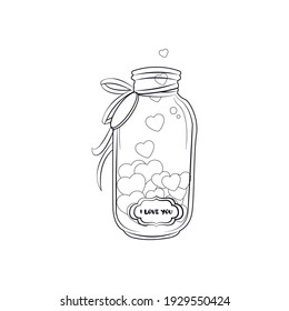 Hearts in a jar. Valentines day - Vector illustration