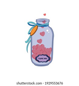 Hört in einem Glas. Valentinstag - Vektorgrafik