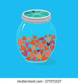 Hearts in the jar, vector illustration
