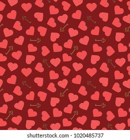 Hearts and keys background.vector illustration