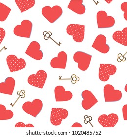 Hearts and keys background.vector illustration