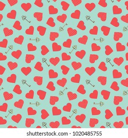 Hearts and keys background.vector illustration