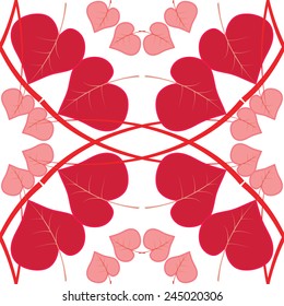 Hearts Leaves. Background.  Vector illustration.