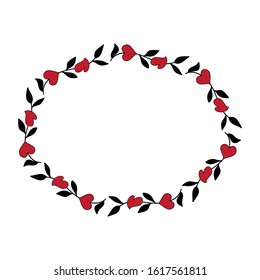 hearts and leaves, vector frame wreath