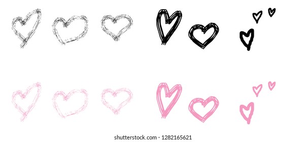 hearts and letters handwritten 
