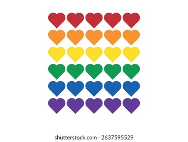 Hearts with the LGBTQ+ pride flag