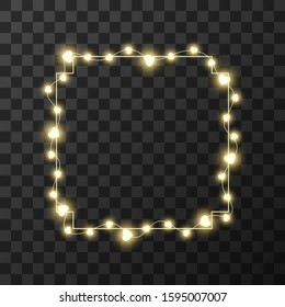 Hearts light bulbs isolated on transparent background, vector illustration