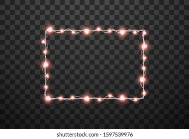 Hearts light bulbs isolated on transparent background, vector illustration