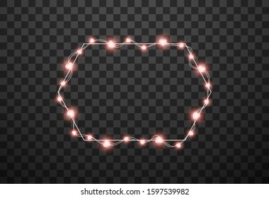 Hearts light bulbs isolated on transparent background, vector illustration