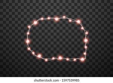 Hearts light bulbs isolated on transparent background, vector illustration