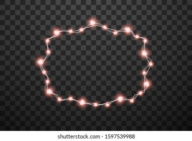 Hearts light bulbs isolated on transparent background, vector illustration