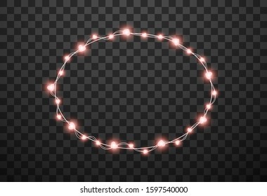 Hearts light bulbs isolated on transparent background, vector illustration