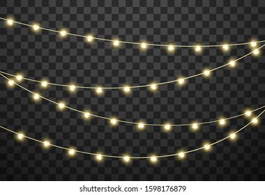 Hearts light bulbs isolated on transparent background, vector illustration
