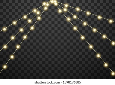 Hearts light bulbs isolated on transparent background, vector illustration