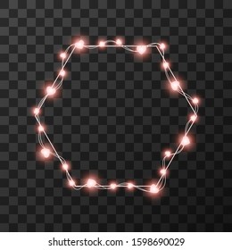 Hearts light bulbs isolated on transparent background, vector illustration