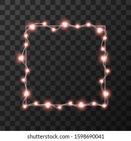 Hearts light bulbs isolated on transparent background, vector illustration