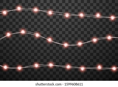 Hearts light bulbs isolated on transparent background, vector illustration