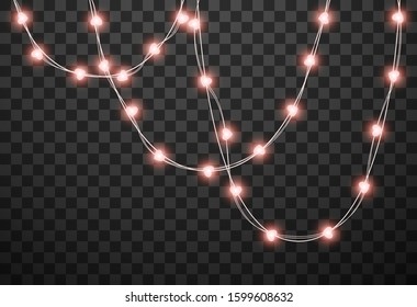 Hearts light bulbs isolated on transparent background, vector illustration