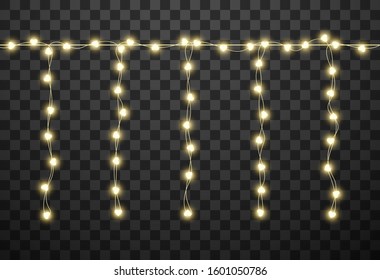 Hearts light bulbs isolated on transparent background, vector illustration