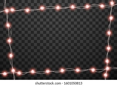 Hearts light bulbs isolated on transparent background, vector illustration