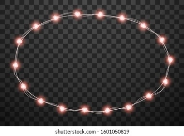 Hearts light bulbs isolated on transparent background, vector illustration