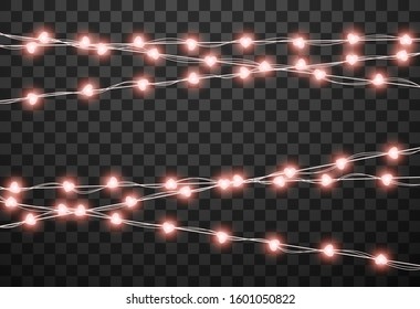 Hearts light bulbs isolated on transparent background, vector illustration