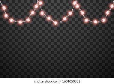 Hearts light bulbs isolated on transparent background, vector illustration