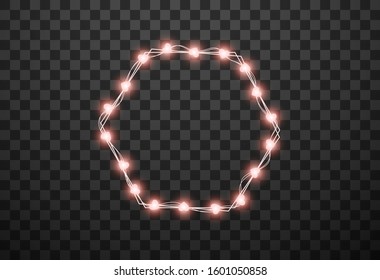Hearts light bulbs isolated on transparent background, vector illustration
