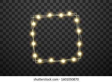 Hearts light bulbs isolated on transparent background, vector illustration