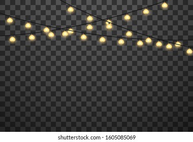 Hearts light bulbs isolated on transparent background, vector illustration
