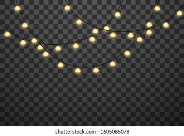 Hearts light bulbs isolated on transparent background, vector illustration