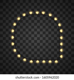 Hearts light bulbs isolated on transparent background, vector illustration