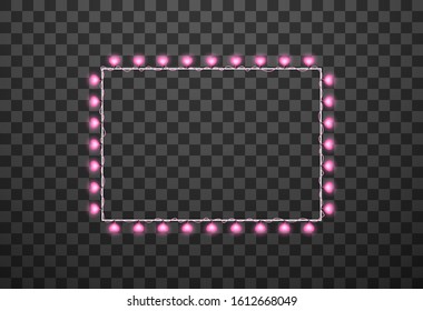 Hearts light bulbs isolated on transparent background, vector illustration