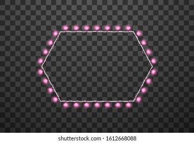 Hearts light bulbs isolated on transparent background, vector illustration