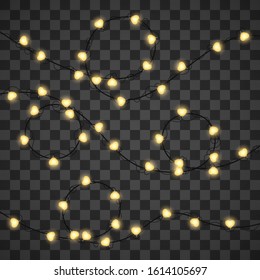 Hearts light bulbs isolated on transparent background, vector illustration
