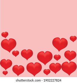 hearts with light and shadow on pink background