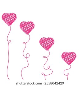 Hearts Line Drawing. Valentines day concept. Vector illustration