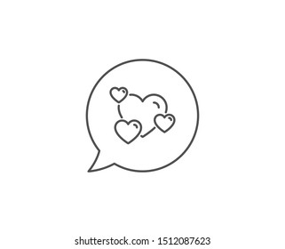 Hearts line icon. Chat bubble design. Favorite like sign. Positive feedback symbol. Outline concept. Thin line heart icon. Vector