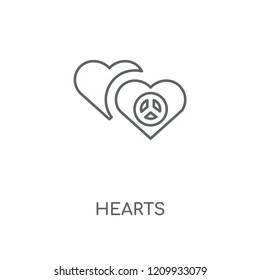 Hearts linear icon. Hearts concept stroke symbol design. Thin graphic elements vector illustration, outline pattern on a white background, eps 10.