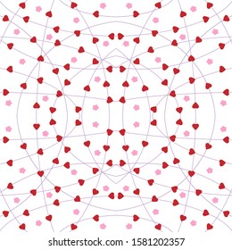 hearts with lines and flowers