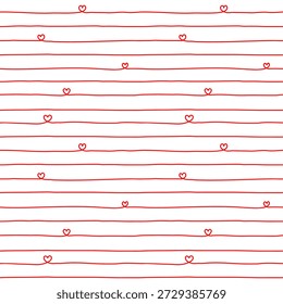Padrão desenhado à mão de linhas cardíacas. Corações e listras onduladas impressão feminina