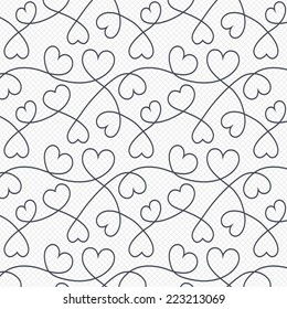 Hearts Lines Pattern Background. Abstract Love Wallpaper. Valentine`s Day. Grid Lines Texture. Cells Repeating Pattern. White Background. Vector